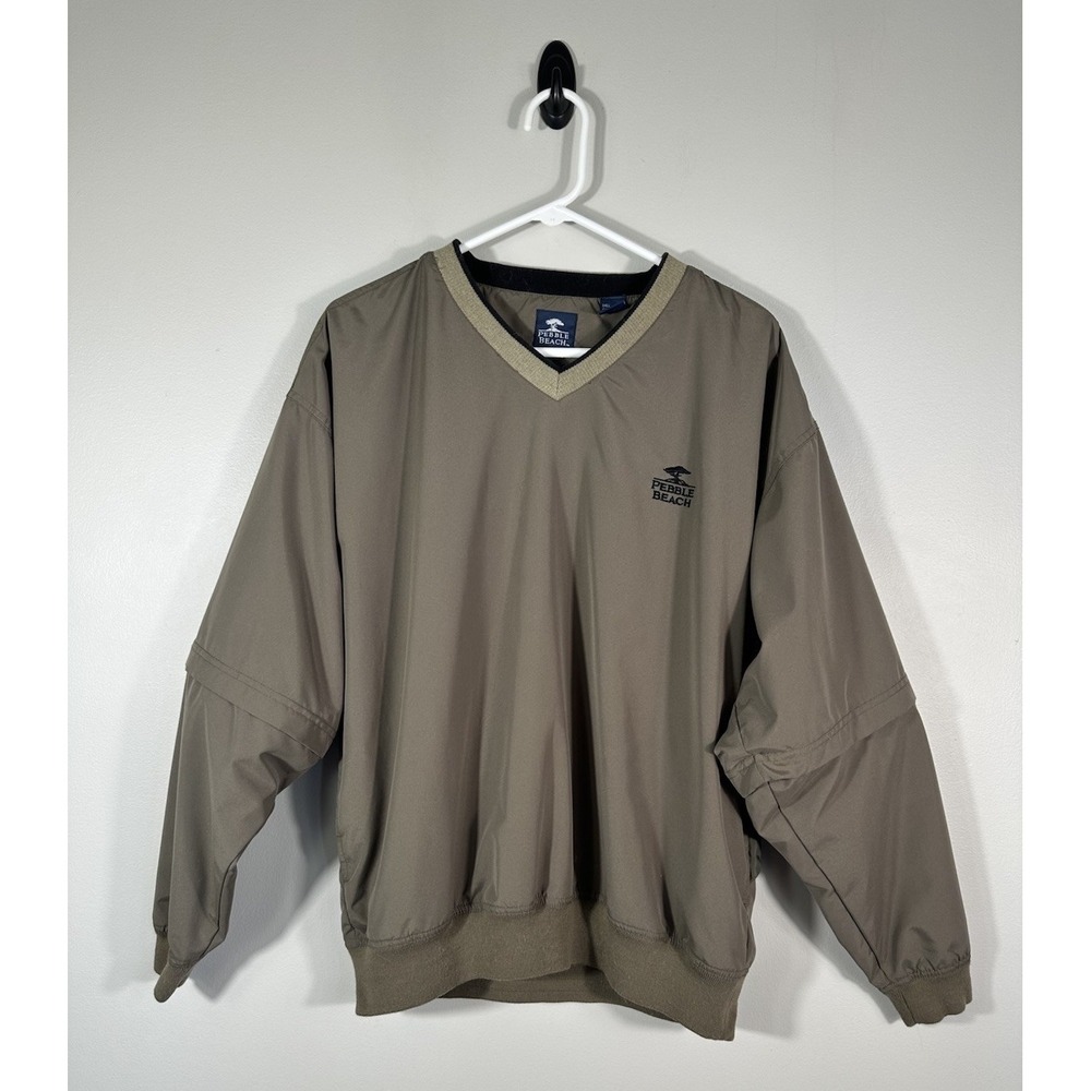 Pebble Beach Windbreaker Mens Medium Taupe Golf Convertible Pullover